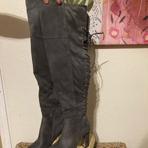 Charlotte Russe Grey Suede Thigh Highs